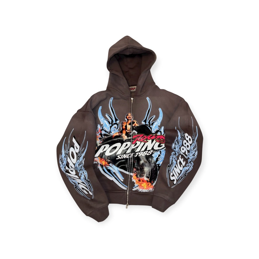 Zipper Brown Hoodie